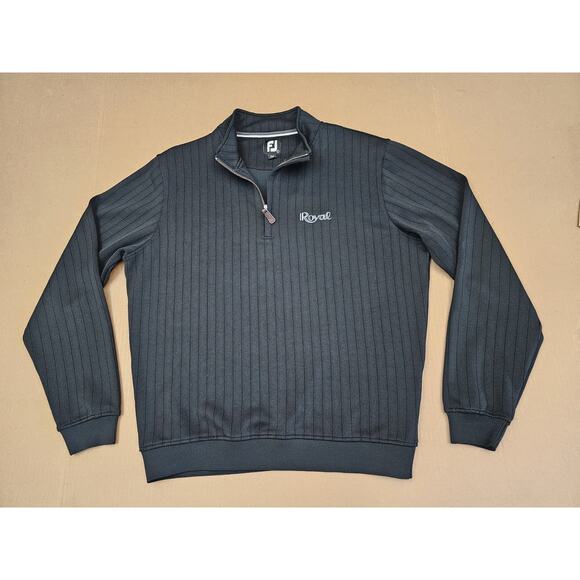 FootJoy Sweater Mens Large Black Drop Needle Performance Ribbed 1/4 Zip Pullover - Picture 3 of 11